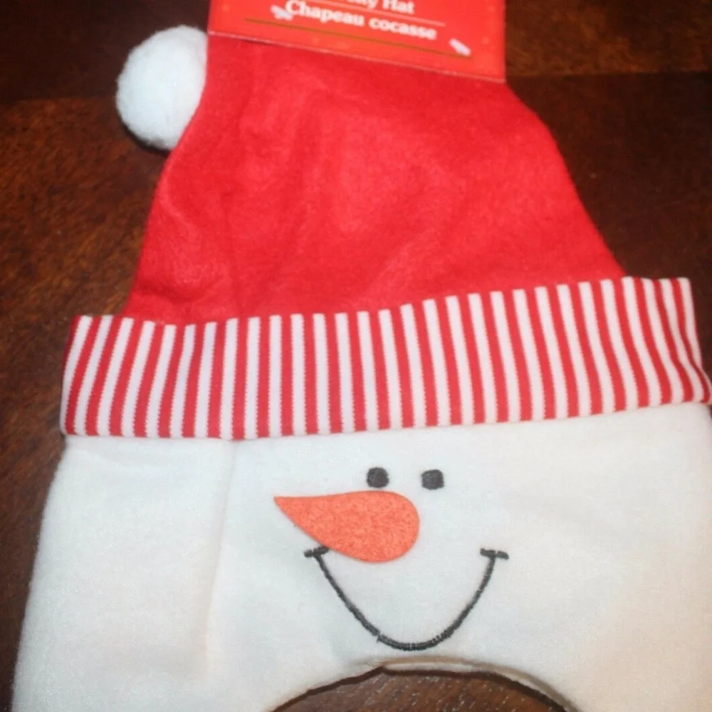 Christmas House Snowman Cap for Baby or Child red white fluffy snowball OS New… - Picture 4 of 4
